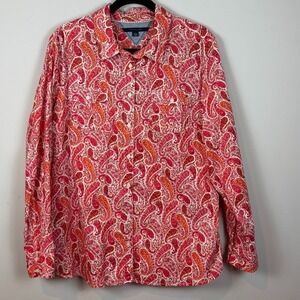 Tommy Hilfiger Pink Paisley 100% Cotton Button up Shirt Womens XXL Colorful